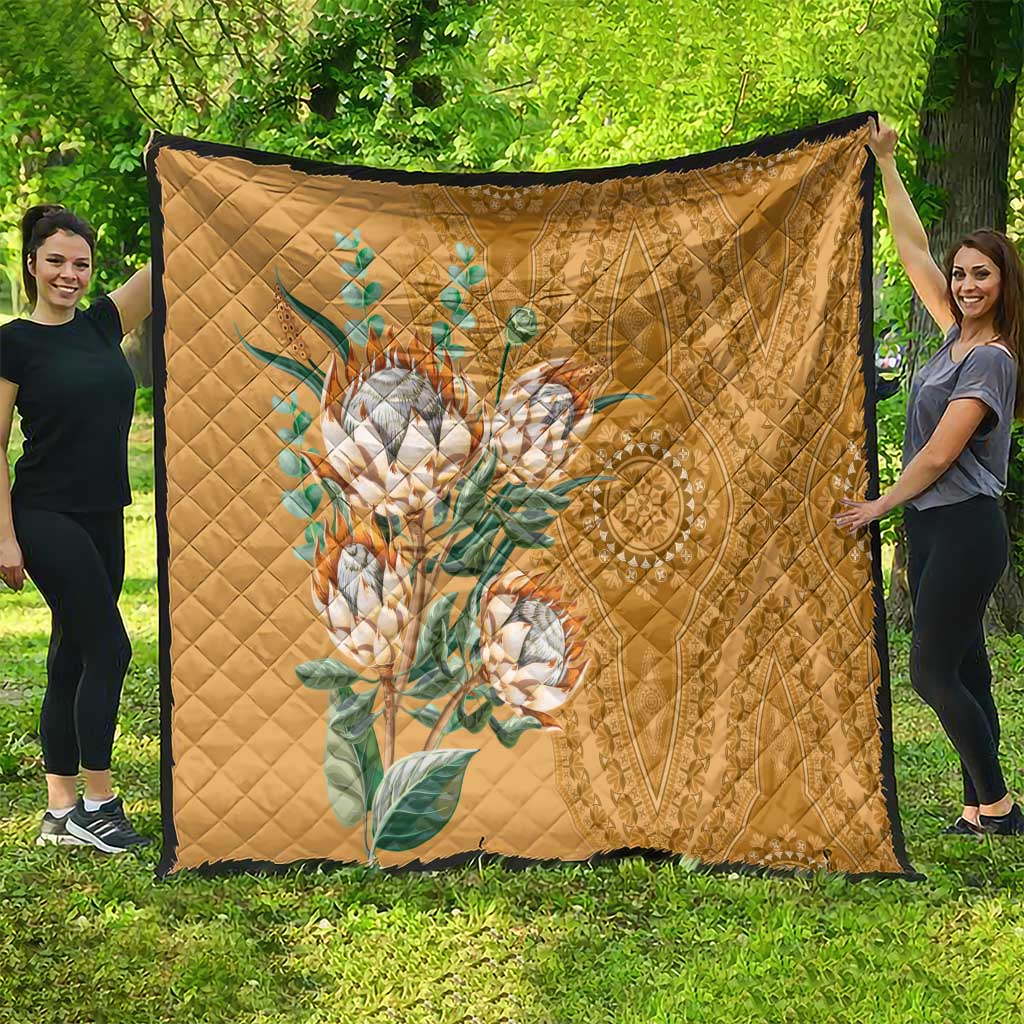Africa King Proteas Dashiki Motif Quilt Gold Style - Wonder Print Shop