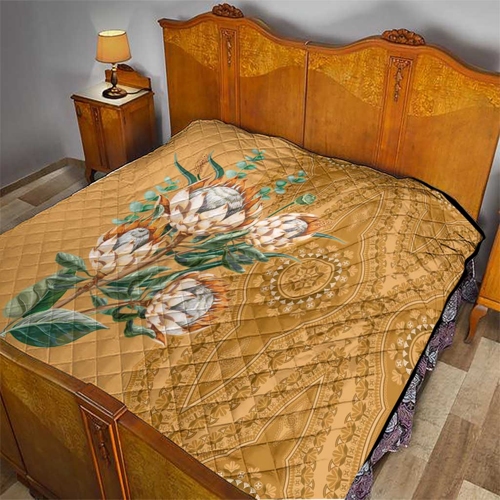 Africa King Proteas Dashiki Motif Quilt Gold Style - Wonder Print Shop