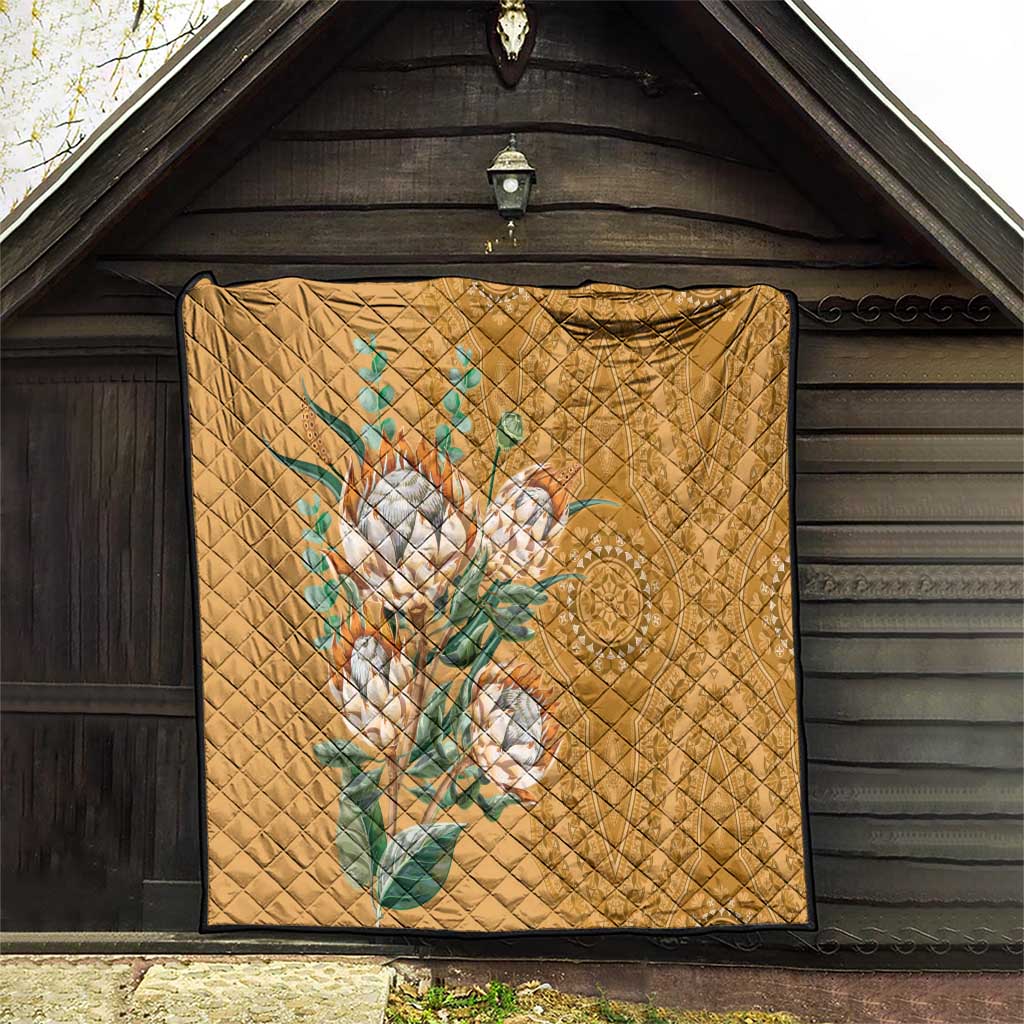 Africa King Proteas Dashiki Motif Quilt Gold Style - Wonder Print Shop