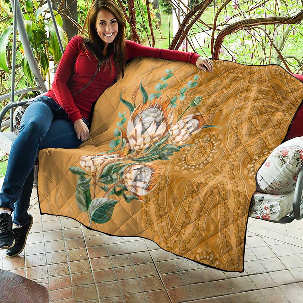 Africa King Proteas Dashiki Motif Quilt Gold Style - Wonder Print Shop