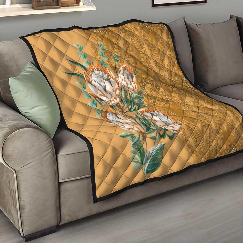 Africa King Proteas Dashiki Motif Quilt Gold Style - Wonder Print Shop