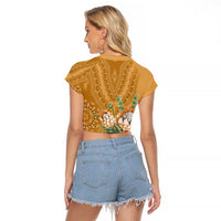 Africa King Proteas Dashiki Motif Raglan Cropped T Shirt Gold Style - Wonder Print Shop