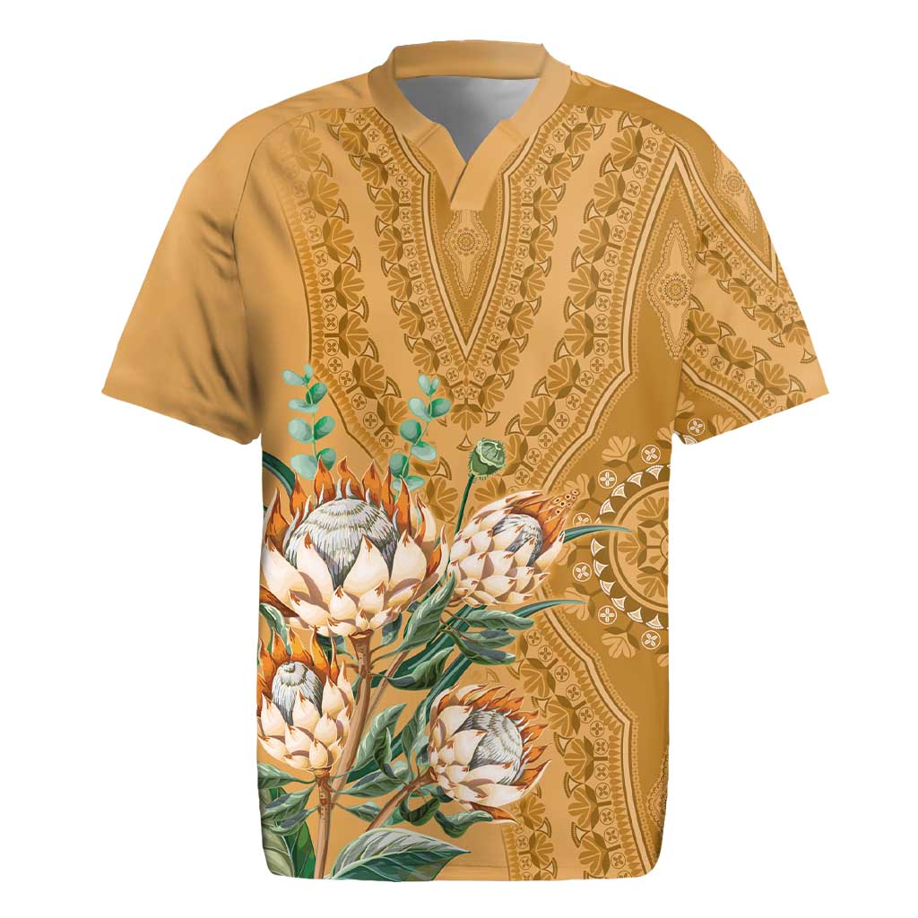 Africa King Proteas Dashiki Motif Rugby Jersey Gold Style - Wonder Print Shop