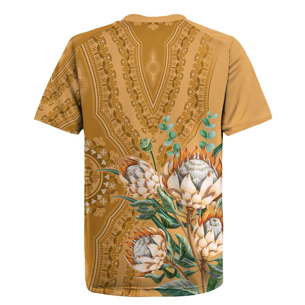 Africa King Proteas Dashiki Motif Rugby Jersey Gold Style - Wonder Print Shop