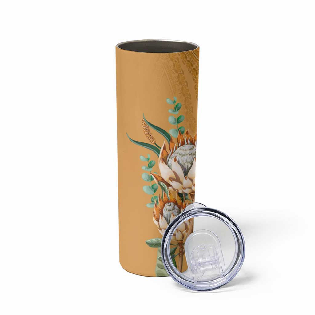 Africa King Proteas Dashiki Motif Skinny Tumbler Gold Style - Wonder Print Shop