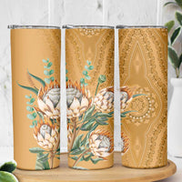 Africa King Proteas Dashiki Motif Skinny Tumbler Gold Style - Wonder Print Shop