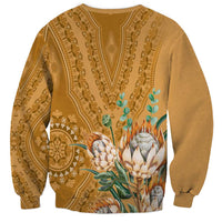 Africa King Proteas Dashiki Motif Sweatshirt Gold Style - Wonder Print Shop