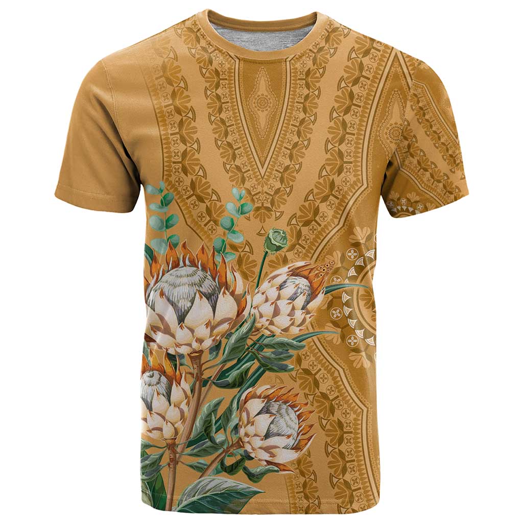 Africa King Proteas Dashiki Motif T Shirt Gold Style - Wonder Print Shop