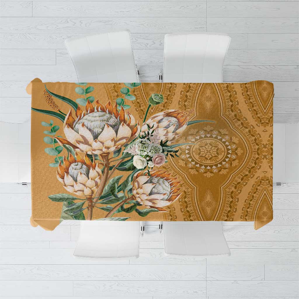 Africa King Proteas Dashiki Motif Tablecloth Gold Style - Wonder Print Shop