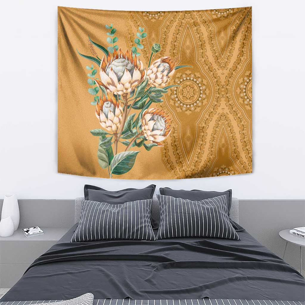 Africa King Proteas Dashiki Motif Tapestry Gold Style - Wonder Print Shop