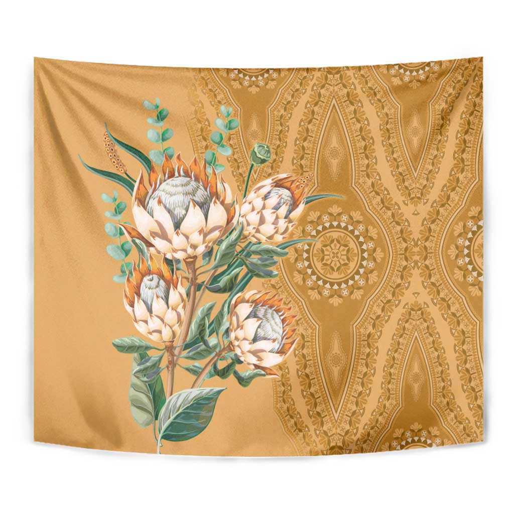 Africa King Proteas Dashiki Motif Tapestry Gold Style - Wonder Print Shop