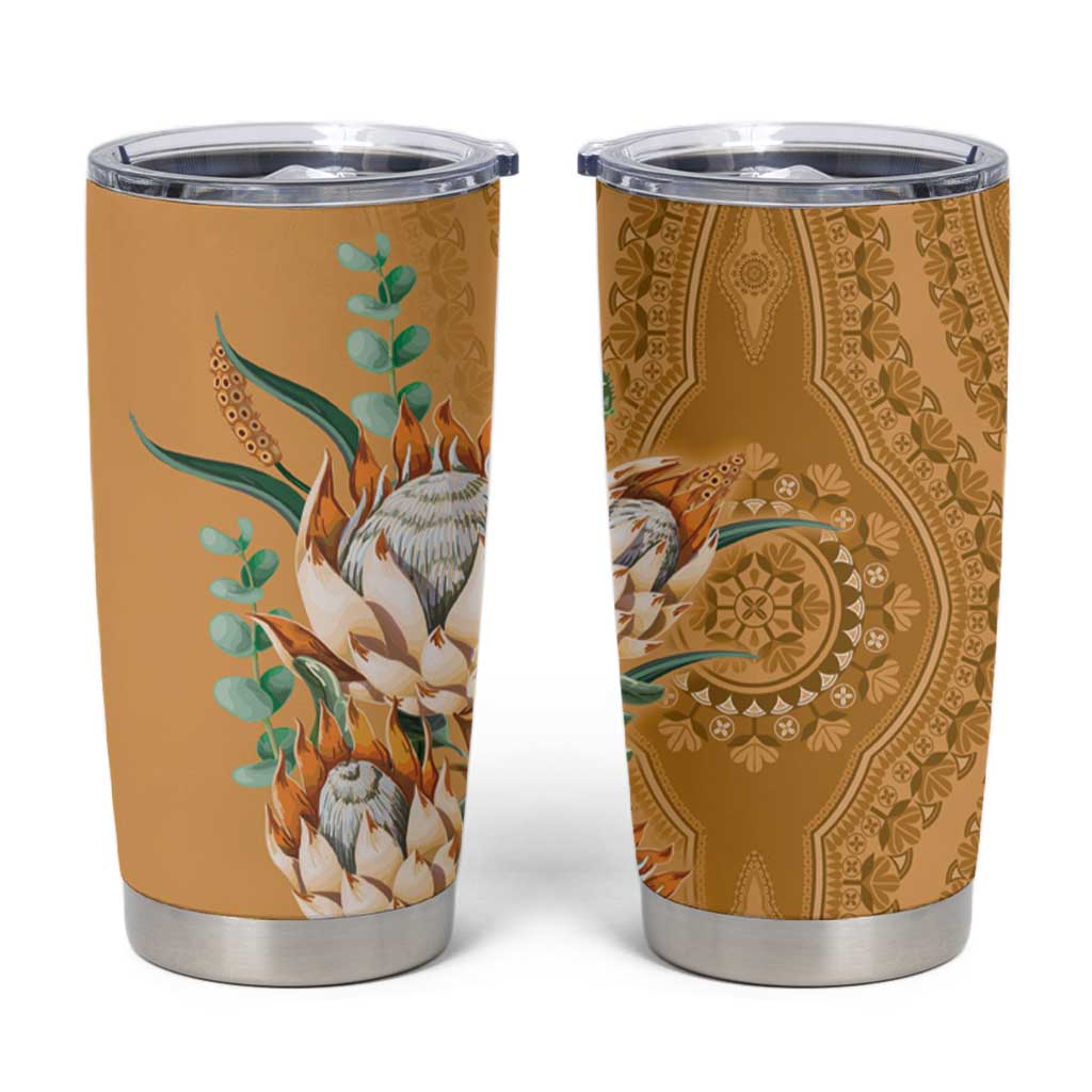 Africa King Proteas Dashiki Motif Tumbler Cup Gold Style - Wonder Print Shop