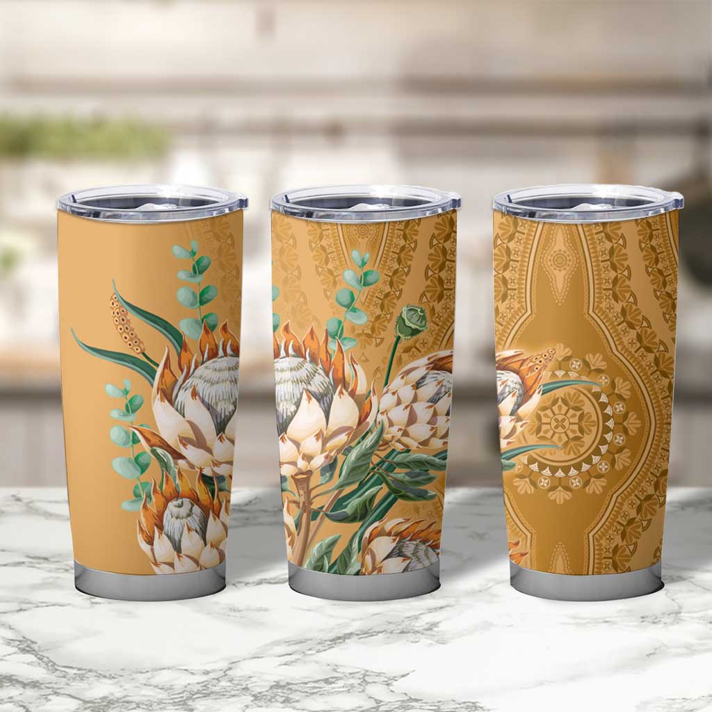 Africa King Proteas Dashiki Motif Tumbler Cup Gold Style - Wonder Print Shop