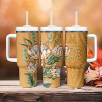 Africa King Proteas Dashiki Motif Tumbler With Handle Gold Style - Wonder Print Shop