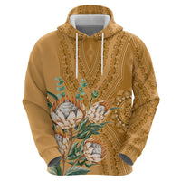 Africa King Proteas Dashiki Motif Zip Hoodie Gold Style - Wonder Print Shop
