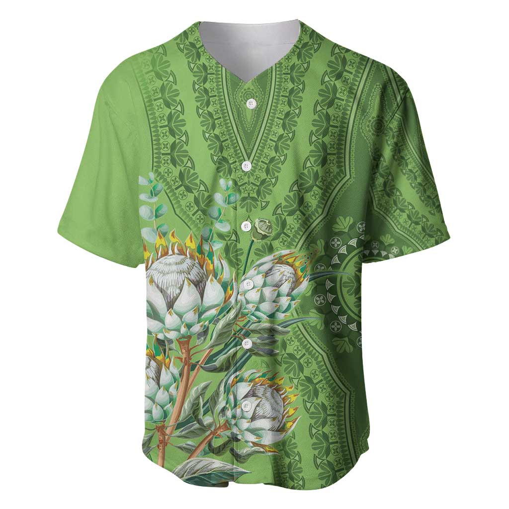 Africa King Proteas Dashiki Motif Baseball Jersey Green Style LT9 - Wonder Print Shop