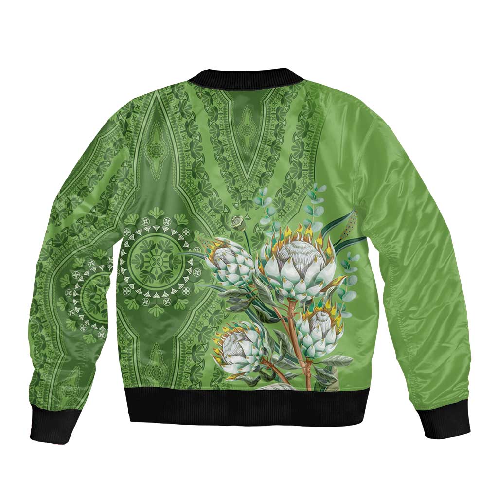 Africa King Proteas Dashiki Motif Bomber Jacket Green Style LT9 - Wonder Print Shop