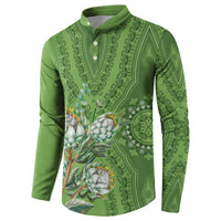 Africa King Proteas Dashiki Motif Button Sweatshirt Green Style LT9 - Wonder Print Shop