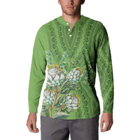 Africa King Proteas Dashiki Motif Button Sweatshirt Green Style LT9 - Wonder Print Shop
