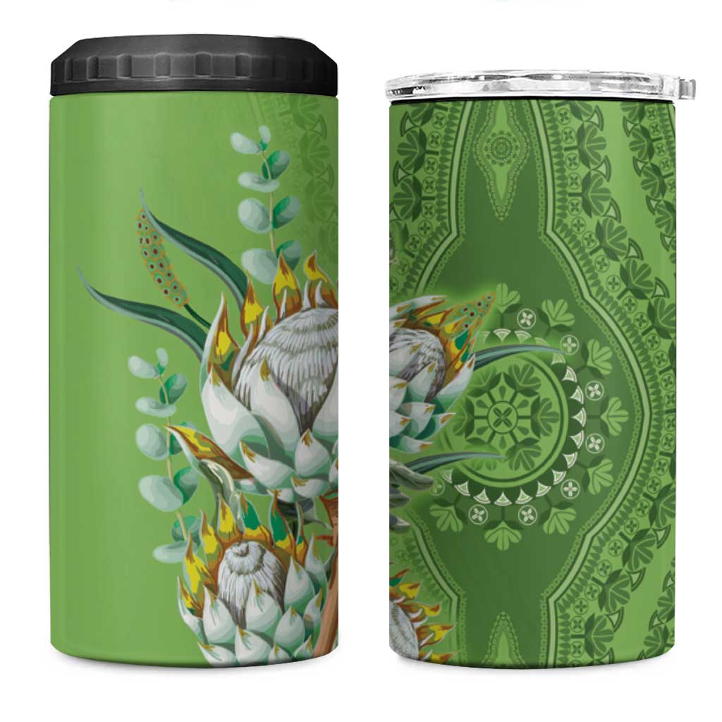 Africa King Proteas Dashiki Motif 4 in 1 Can Cooler Tumbler Green Style LT9 - Wonder Print Shop