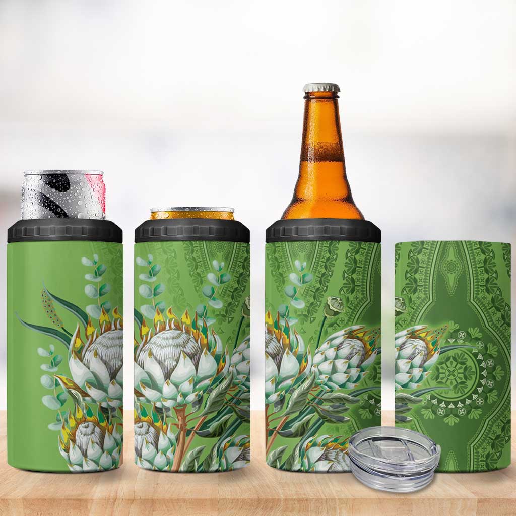Africa King Proteas Dashiki Motif 4 in 1 Can Cooler Tumbler Green Style LT9 - Wonder Print Shop
