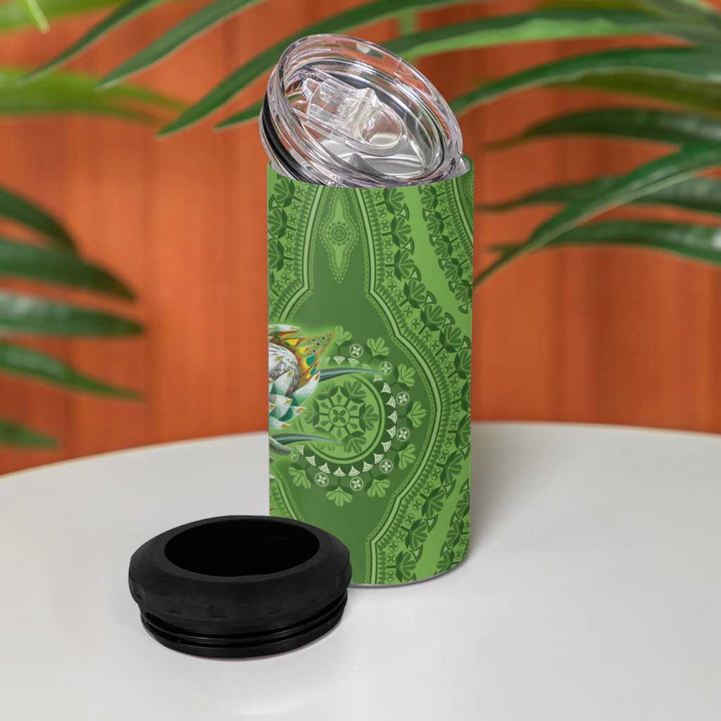 Africa King Proteas Dashiki Motif 4 in 1 Can Cooler Tumbler Green Style LT9 - Wonder Print Shop