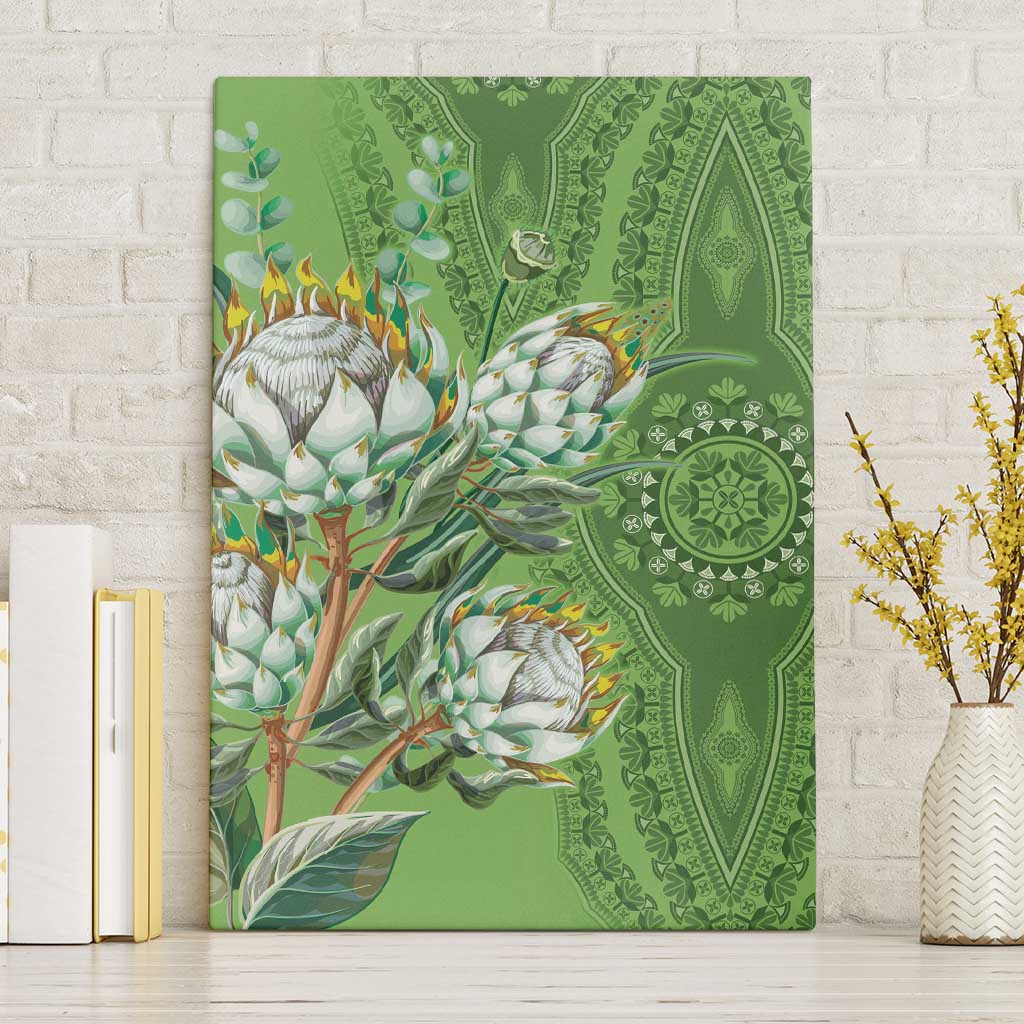 Africa King Proteas Dashiki Motif Canvas Wall Art Green Style LT9 - Wonder Print Shop