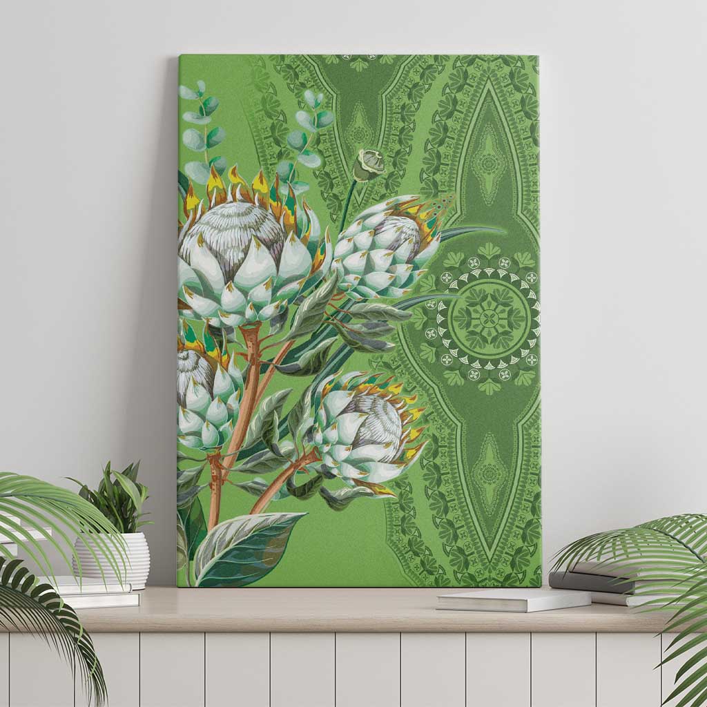 Africa King Proteas Dashiki Motif Canvas Wall Art Green Style LT9 - Wonder Print Shop