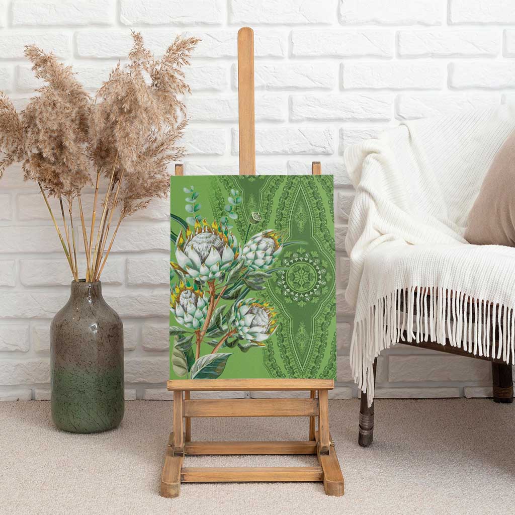 Africa King Proteas Dashiki Motif Canvas Wall Art Green Style LT9 - Wonder Print Shop