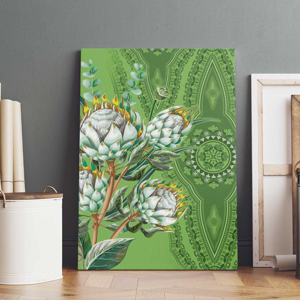 Africa King Proteas Dashiki Motif Canvas Wall Art Green Style LT9 - Wonder Print Shop