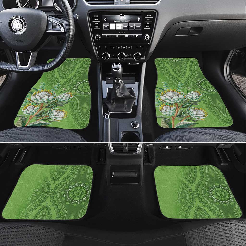 Africa King Proteas Dashiki Motif Car Mats Green Style LT9 - Wonder Print Shop