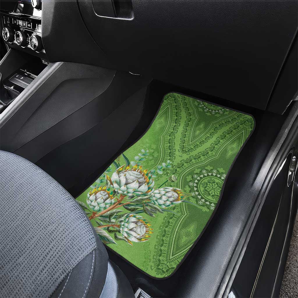 Africa King Proteas Dashiki Motif Car Mats Green Style LT9 - Wonder Print Shop
