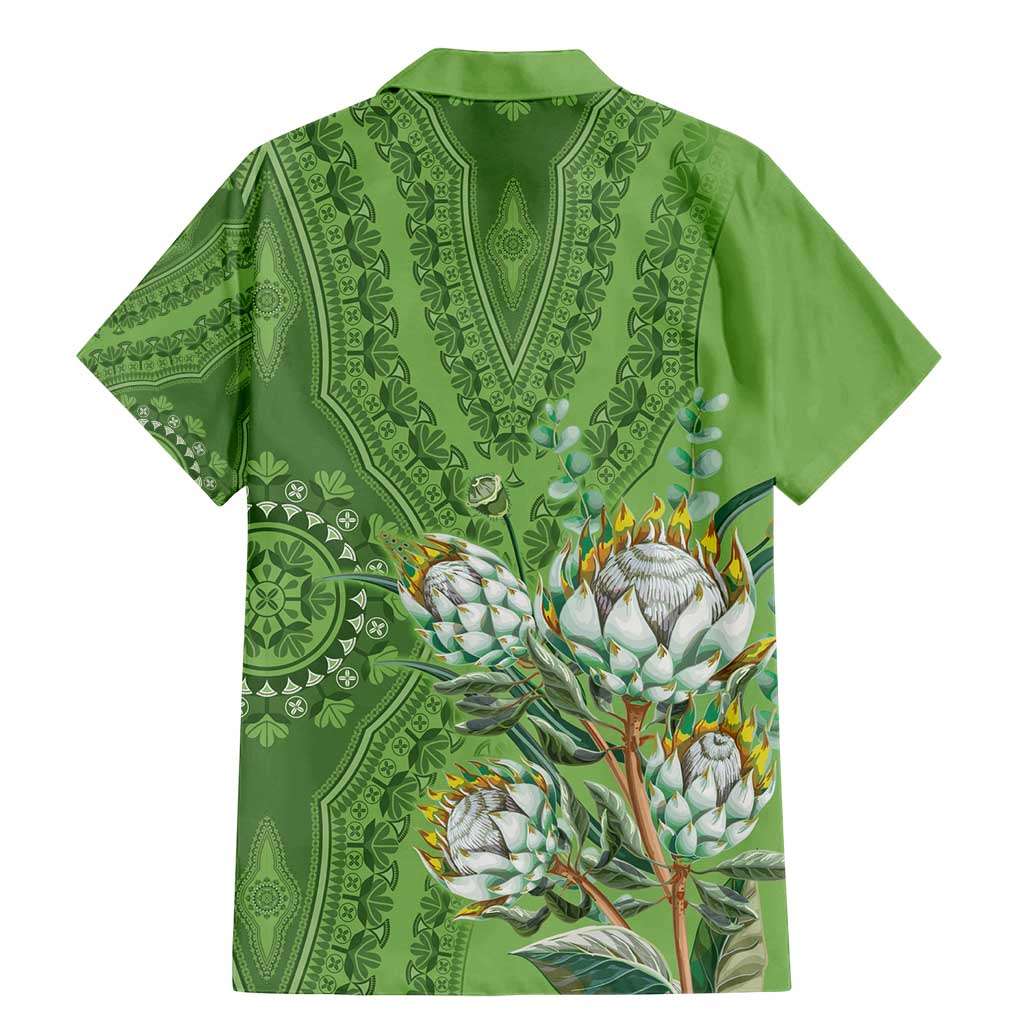 Africa King Proteas Dashiki Motif Family Matching Mermaid Dress and Hawaiian Shirt Green Style LT9 - Wonder Print Shop