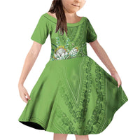 Africa King Proteas Dashiki Motif Family Matching Off Shoulder Short Dress and Hawaiian Shirt Green Style LT9 - Wonder Print Shop