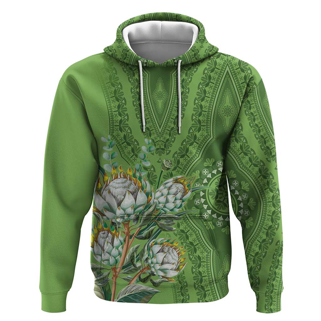 Africa King Proteas Dashiki Motif Hoodie Green Style - Wonder Print Shop