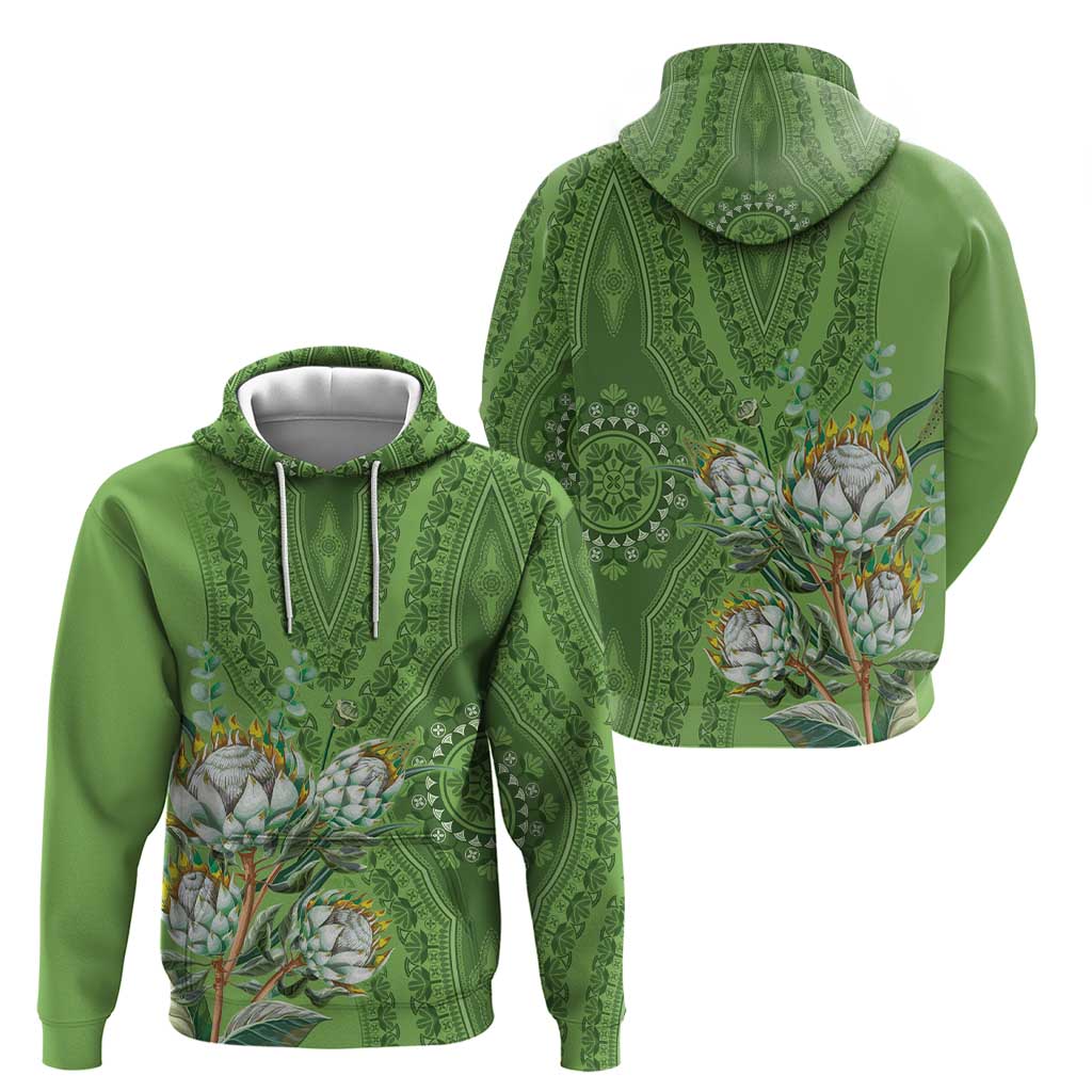Africa King Proteas Dashiki Motif Hoodie Green Style - Wonder Print Shop