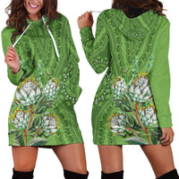 Africa King Proteas Dashiki Motif Hoodie Dress Green Style - Wonder Print Shop