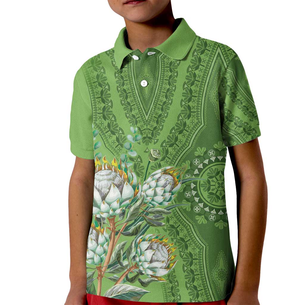 Africa King Proteas Dashiki Motif Kid Polo Shirt Green Style - Wonder Print Shop