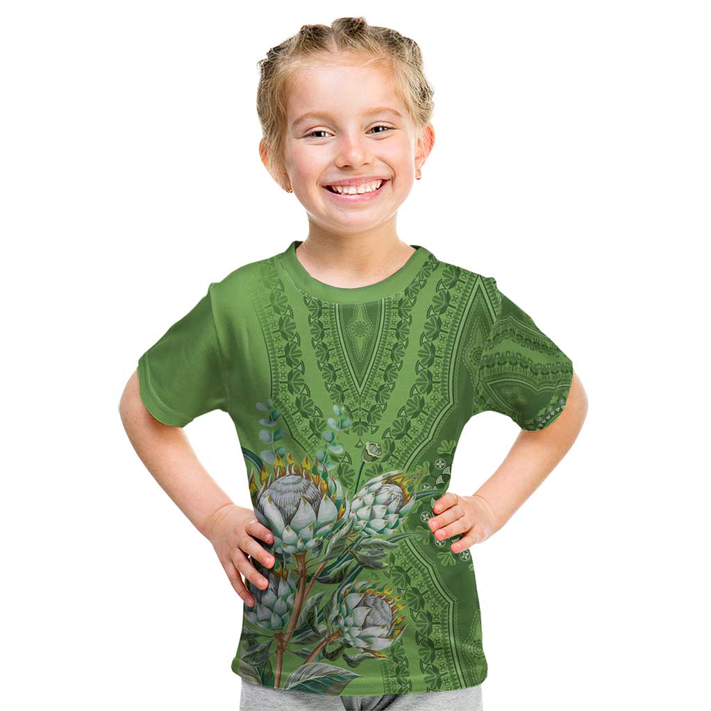 Africa King Proteas Dashiki Motif Kid T Shirt Green Style - Wonder Print Shop