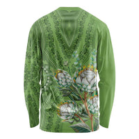 Africa King Proteas Dashiki Motif Long Sleeve Shirt Green Style - Wonder Print Shop