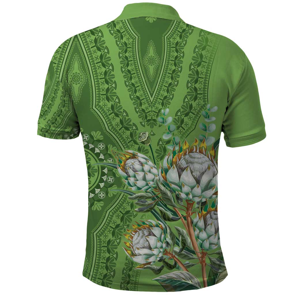 Africa King Proteas Dashiki Motif Polo Shirt Green Style - Wonder Print Shop