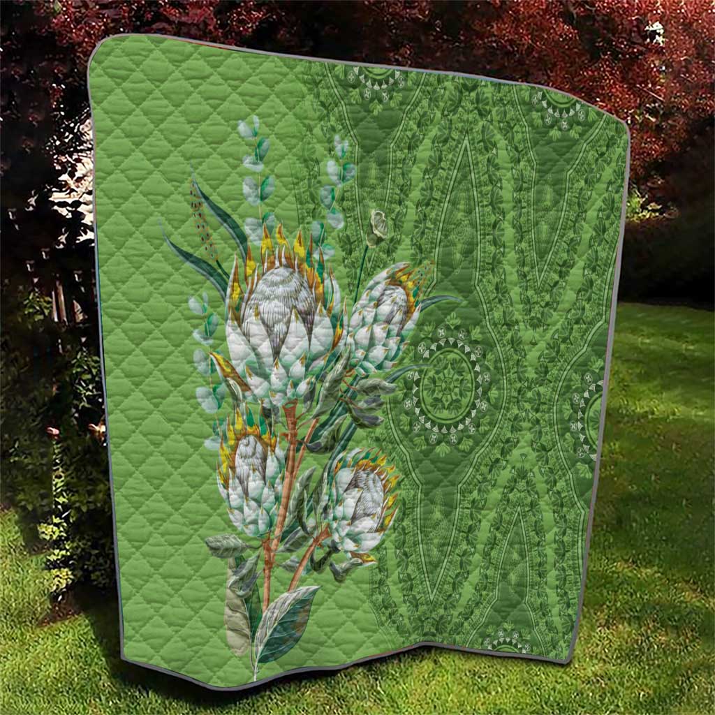 Africa King Proteas Dashiki Motif Quilt Green Style - Wonder Print Shop