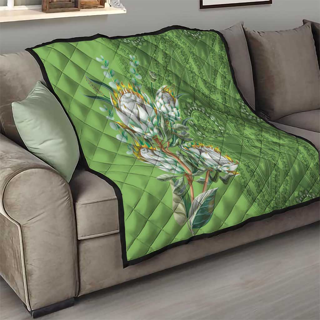 Africa King Proteas Dashiki Motif Quilt Green Style - Wonder Print Shop