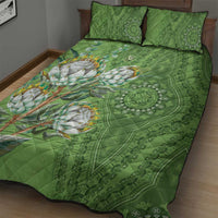 Africa King Proteas Dashiki Motif Quilt Bed Set Green Style - Wonder Print Shop