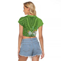 Africa King Proteas Dashiki Motif Raglan Cropped T Shirt Green Style - Wonder Print Shop