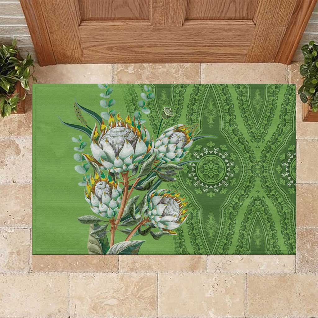 Africa King Proteas Dashiki Motif Rubber Doormat Green Style - Wonder Print Shop