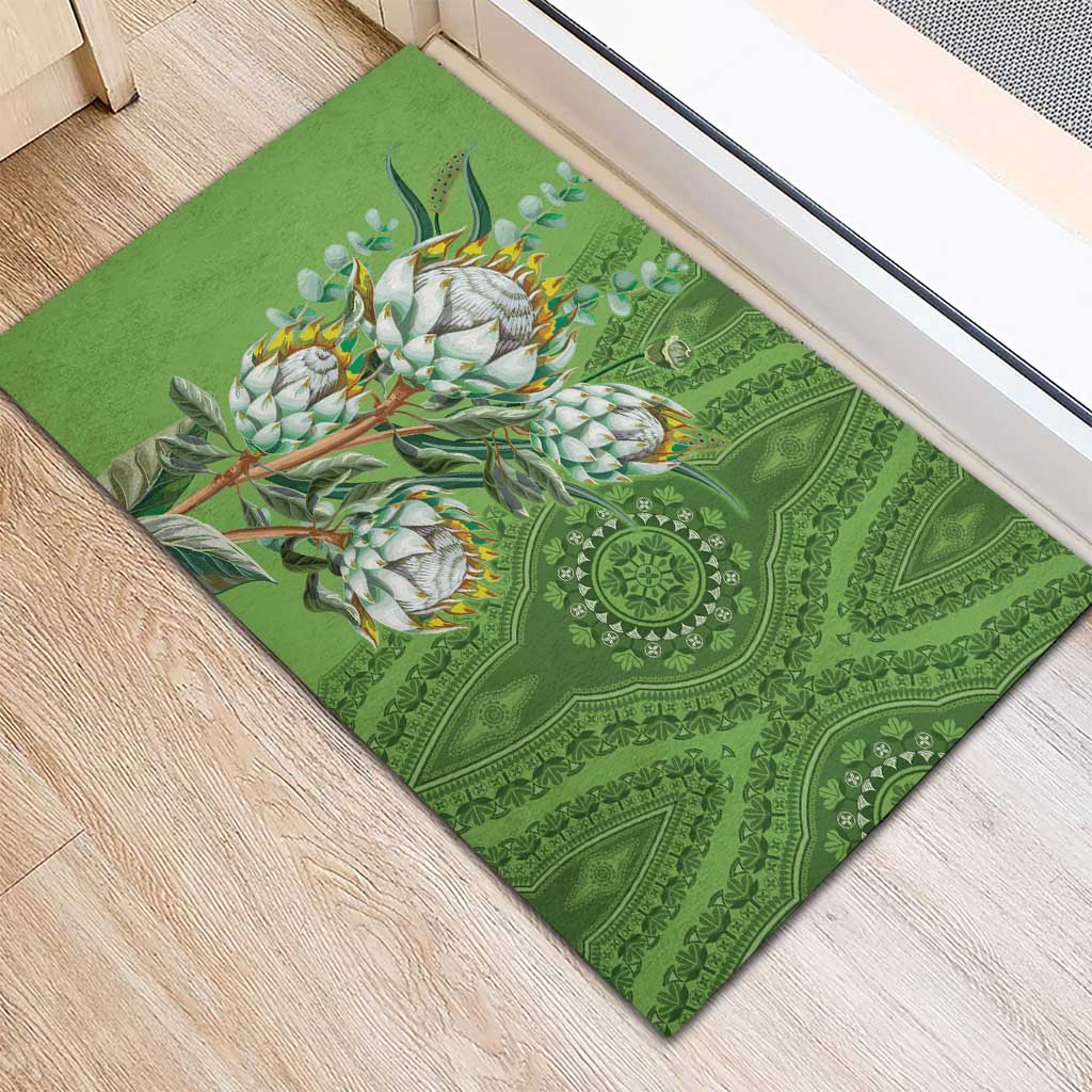 Africa King Proteas Dashiki Motif Rubber Doormat Green Style - Wonder Print Shop