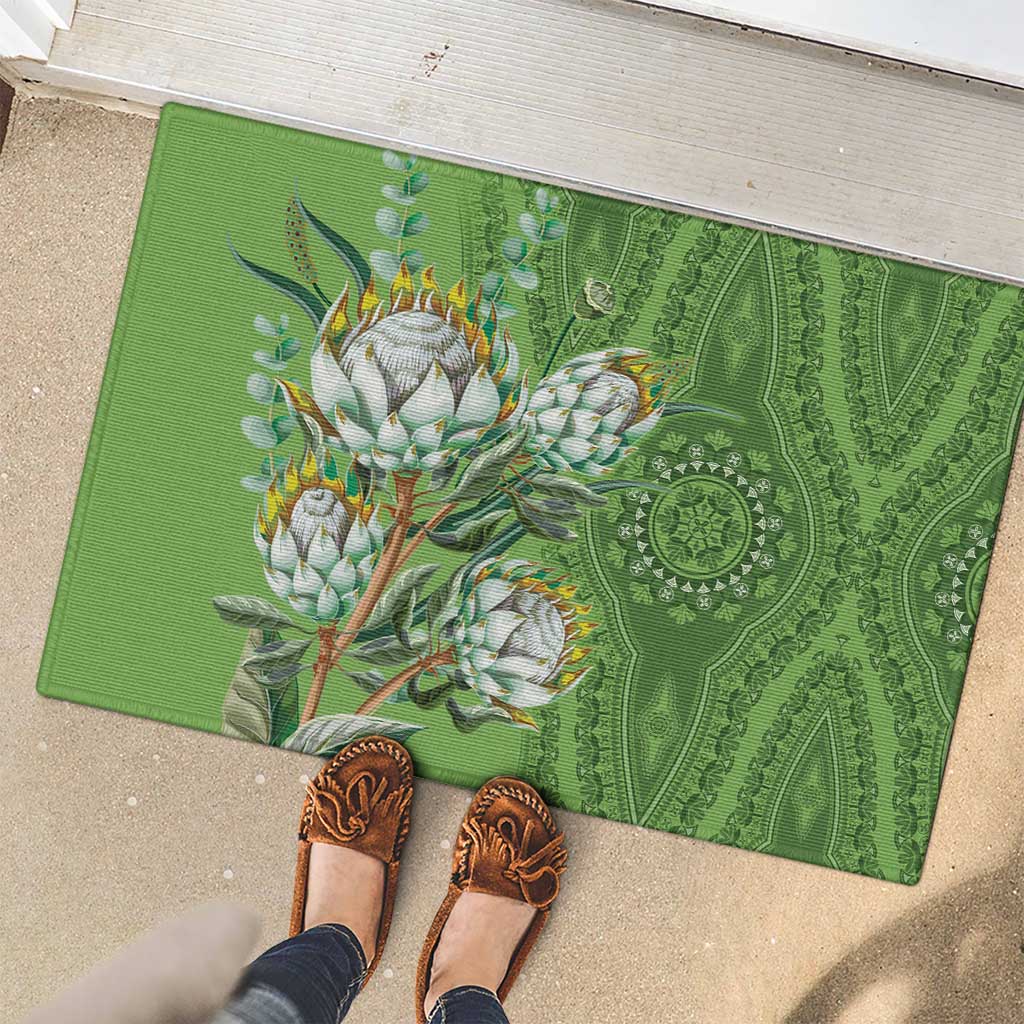 Africa King Proteas Dashiki Motif Rubber Doormat Green Style - Wonder Print Shop