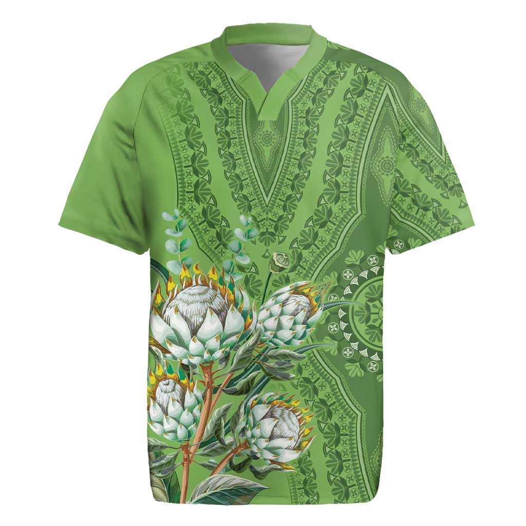 Africa King Proteas Dashiki Motif Rugby Jersey Green Style - Wonder Print Shop