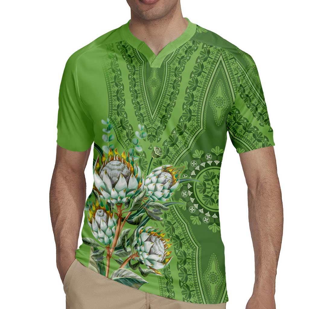 Africa King Proteas Dashiki Motif Rugby Jersey Green Style - Wonder Print Shop
